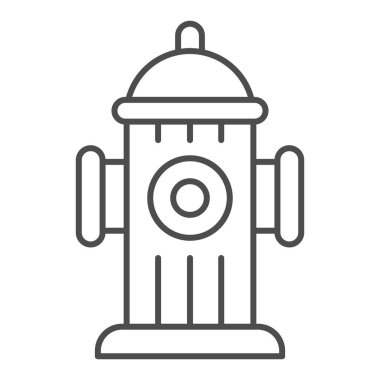 Yangın musluğu ince çizgi simgesi. Fireplug ya da sokak su borusu beyaz arka planda resim çizimi. Taşınabilir konsept ve web tasarımı için yangın söndürme işaretleri. Vektör grafikleri.