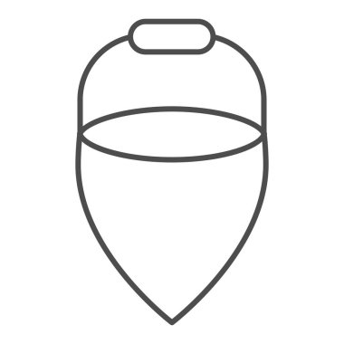 Koni kum kovası ince çizgi simgesi. Beyaz arkaplanda itfaiye taslak biçiminde pictogram için metal koni aracı kullanın. Mobil konsept ve web tasarımı için yangın söndürme kovası. Vektör grafikleri.