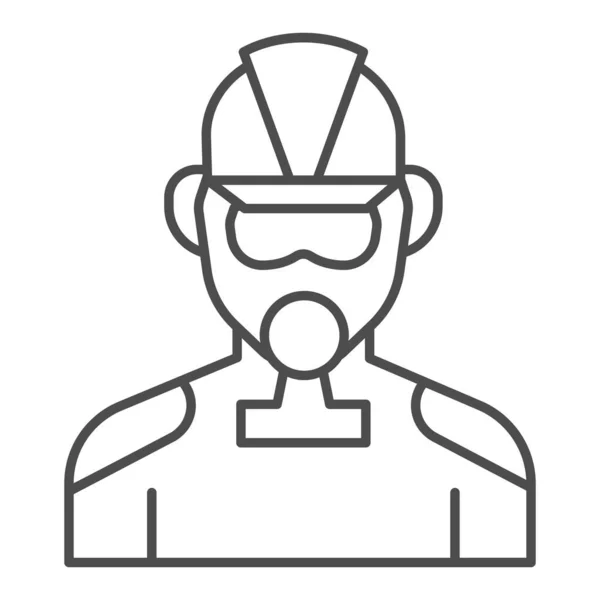 Feuerwehr-Ikone. Feuerwehrmann mit Atemschutzmaske im Stil eines Piktogramms auf weißem Hintergrund. Mann in Feuerwehruniform und Gasmaske für mobiles Konzept und Webdesign. Vektorgrafik. — Stockvektor