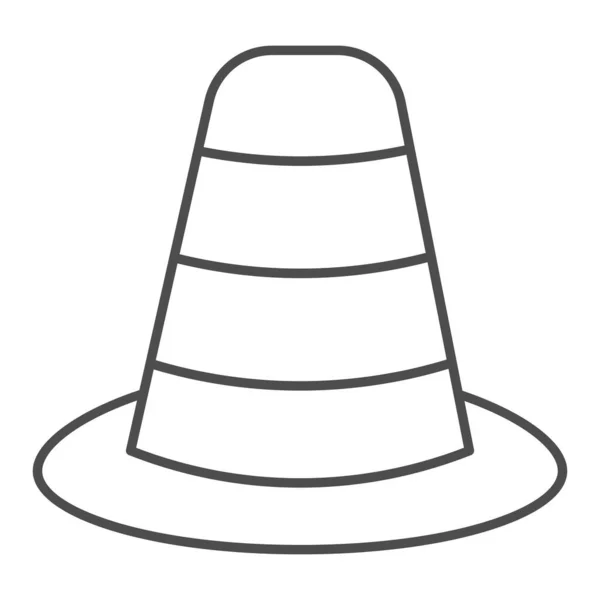 Divisore di cono sulla strada icona linea sottile. Pittogramma sullo stile del cono stradale su sfondo bianco. Emergenze road symbol per la progettazione mobile e web. Grafica vettoriale . — Vettoriale Stock
