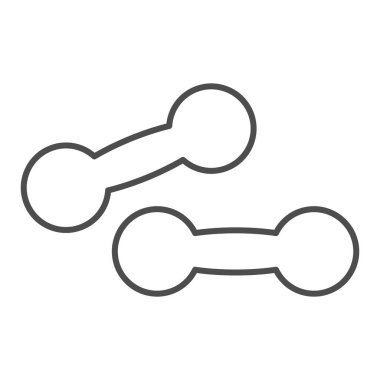 Spor dambılı ve sağlam bir simge. Hafifsiklet sembollü iki ağır kadın, beyaz arka planda taslak şekilli resim. Mobil konsept veya web tasarımı için fitness işareti. Vektör grafikleri.