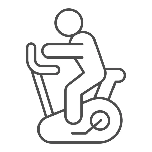 Linha de bicicleta de exercício e ícone sólido. Ciclo de fitness estacionário com símbolo de atleta, esboço pictograma estilo no fundo branco. Sinal de estilo de vida saudável para conceito móvel e web design. Gráficos vetoriais . — Vetor de Stock