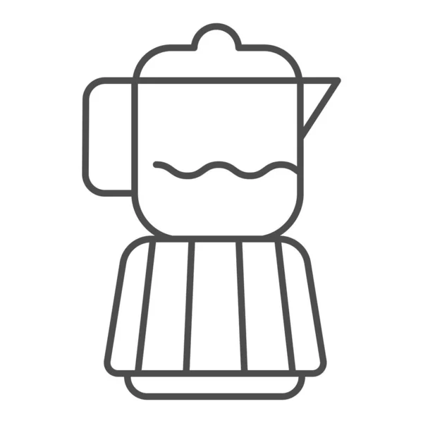 Théière de café ligne mince icône. Pot de cuisine pour brasser le symbole d'espresso d'arôme, pictogramme de style contour sur fond blanc. Caféine ou enseigne de café pour concept mobile et web design. Graphiques vectoriels . — Image vectorielle