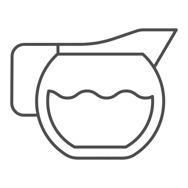 Théière de café ligne mince icône. Rempli de symbole de bouilloire en verre de cuisine d'eau, pictogramme de style contour sur fond blanc. Caféine ou enseigne de café pour concept mobile et web design. Graphiques vectoriels . — Image vectorielle