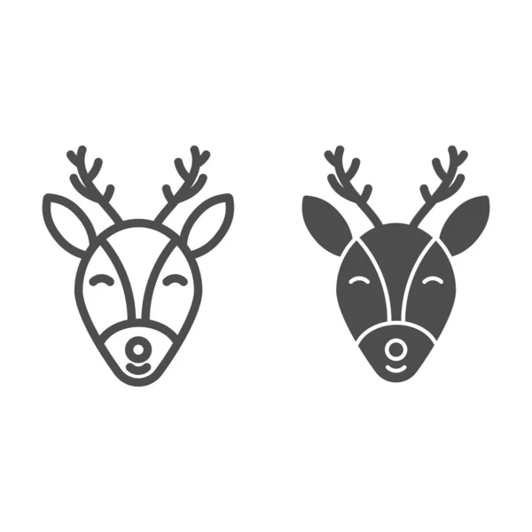Boynuz çizgisi ve simgesi olan geyik. Beyaz arka planda noel geyiği resmi. Mobil konsept ve web tasarımı için kış tatili işaretleri. Vektör grafikleri. — Stok Vektör