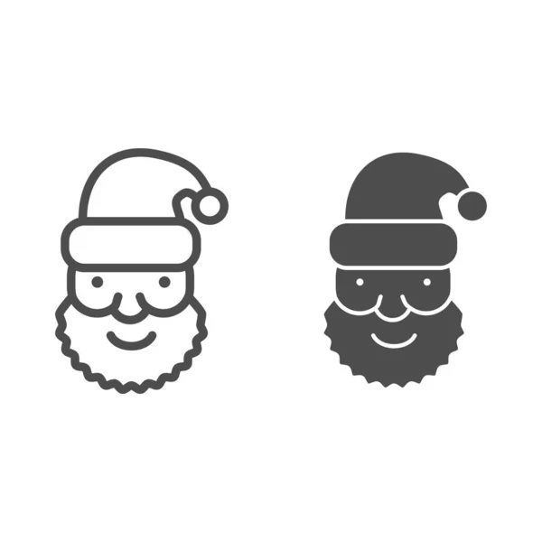 Свята особа з лінією капелюхів та іконою. Портрет Санта Клауса з бородою та піктограмою в стилі капелюха на білому тлі. Різдвяні знаки для мобільного концепту та веб-дизайну. Векторна графіка. — стоковий вектор