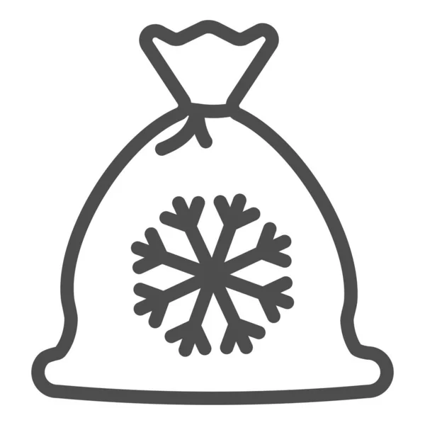 Ligne de sac de flocon de neige et icône solide. Pictogramme de style sac cadeau contour sur fond blanc. Sac de Noël avec cadeaux et image de flocon de neige pour concept mobile et web design. Graphiques vectoriels . — Image vectorielle