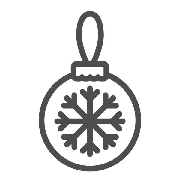 Стеклянная игрушка из дерева со снежинкой и твёрдой иконкой. Рождественский бал с пиктограммой в стиле снежинки на белом фоне. Украшение для firtree для мобильной концепции и веб-дизайна. Векторная графика . — стоковый вектор