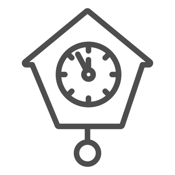 Retro wall clock line and solid icon. Cuckoo watch outline style pictogram on white background. Antique pendulum clock for mobile concept and web design. Vector graphics. — Stock Vector