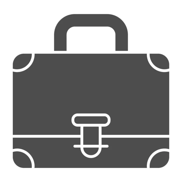Koffer oder Aktentasche solides Symbol. Portfolio mit Griff und Verschluss im Glyphen-Stil Piktogramm auf weißem Hintergrund. Businessman Bürotasche für mobiles Konzept und Webdesign. Vektorgrafik. — Stockvektor