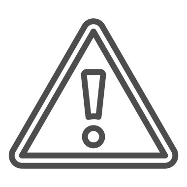 Dikkat çizgi simgesi. Ünlem, tehlike, üçgen sembollü uyarı, beyaz arkaplanda ana hatlı resim. Mobil konsept veya web tasarımı için inşaat tabelası. Vektör grafikleri.