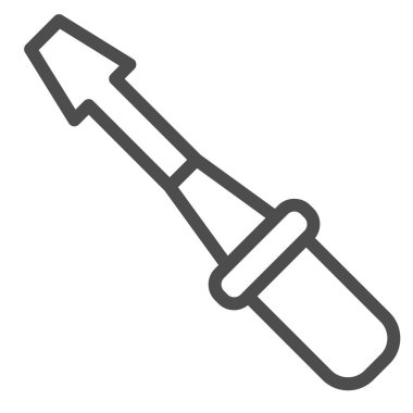 Tornavida çizgisi simgesi. Debriyaj tamir aracı, teknik servis ekipmanı sembolü, beyaz arka planda ana hatlı resim. Mobil konsept için inşaat tabelası, web tasarımı. Vektör grafikleri.