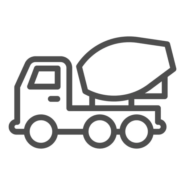 Betonmischer-LKW-Linie Symbol. Schwere Maschine, Betonmischer Fahrzeug Symbol, Umriss Stil Piktogramm auf weißem Hintergrund. Verkehrsschild für mobiles Konzept, Webdesign. Vektorgrafik. — Stockvektor