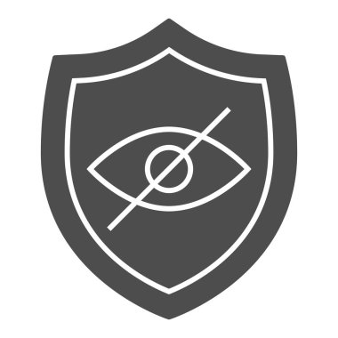 Gizlilik tarayıcı simgesi katı simge. Güvenlik, koruma, şaşı gözlü web sitesi sembolü. Dünya çapında web vektör tasarımı konsepti, beyaz arka planda glyph tarzı pictogram, web ve uygulama için kullan. Eps 10.