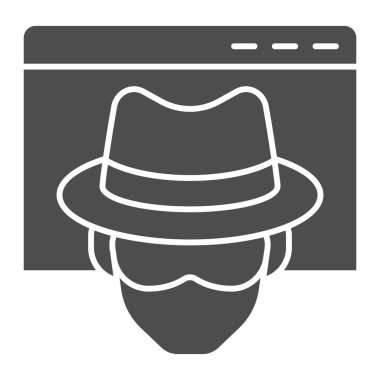 İsimsiz tarayıcı simgesi. Kötü niyetli internet sörfçüsü kılığına girmiş bir pencere. Veri güvenliği vektör tasarımı konsepti, beyaz arka planda glifli resim, web ve uygulama için kullan. Eps 10.