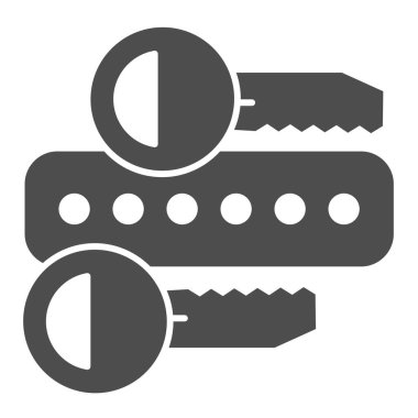 Koruma parolası katı simgesi. Siteye iki anahtarla girmek için web formu. Pencere tarayıcı vektör tasarımı konsepti, beyaz arkaplan üzerinde glyph biçiminde pictogram, web ve uygulama için kullan. Eps 10.
