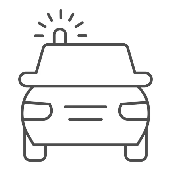 Polizeiauto-Ikone. Cop-Auto mit Dach-Blinklicht-Symbol, Umriss Stil Piktogramm auf weißem Hintergrund. Verkehrsunfallschild für mobiles Konzept und Webdesign. Vektorgrafik. — Stockvektor