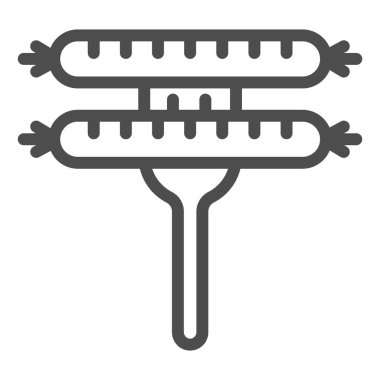 Sosis çizgisi ikonu. Beyaz üzerine izole edilmiş iki sosis. İki kızarmış sosis tasarımı, web ve uygulama için tasarlanmış. Eps 10.