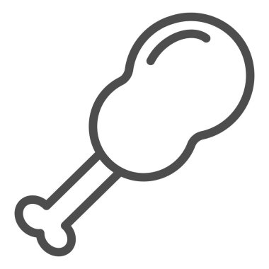 Tavuk budu çizgisi ikonu. Kızarmış Tavuk çizimi beyaza izole edilmiş. Şükran Günü hindi budu sembolü tasarımı, web ve uygulama için tasarlanmış. Eps 10.