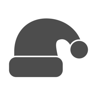 Tatil şapkası simgesi. Beyaz arka planda Noel Baba başlığı kabartma resmi var. Mobil konsept ve web tasarımı için Noel ve Yeni Yıl parti dekorasyonu. Vektör grafikleri.