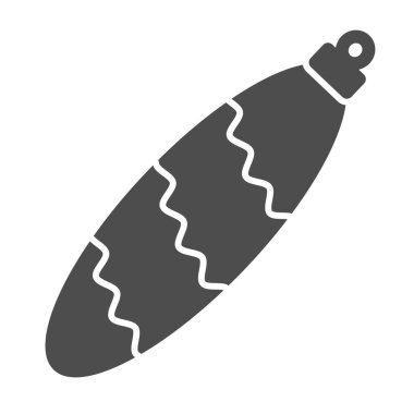 Cam ağaç oyuncağı katı ikon. Beyaz arka planda köknar ağacı kabartması için bir oyuncak. Mobil konsept ve web tasarımı için Noel süslemesi. Vektör grafikleri.