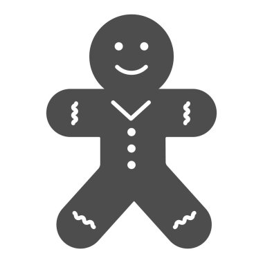 Bisküvi Adam simgesi. Beyaz arka planda zencefilli kurabiye resmi. Mobil konsept ve web tasarımı için Noel Kurabiyesi. Vektör grafikleri.