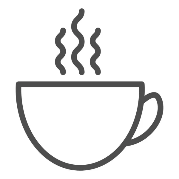 Icona della linea di caffè. Bevanda calda in una tazza con illustrazione a vapore isolata su bianco. Tazza di tè design stile contorno, progettato per il web e app. Eps 10 . — Vettoriale Stock