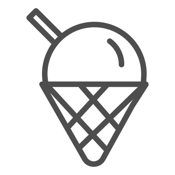 Ícone de linha de sorvete. Ilustração de sobremesa de cone de sorvete bonito isolado em branco. Design de estilo de esboço de logotipo de sorvete, projetado para web e aplicativo. Eps 10 . —  Vetores de Stock