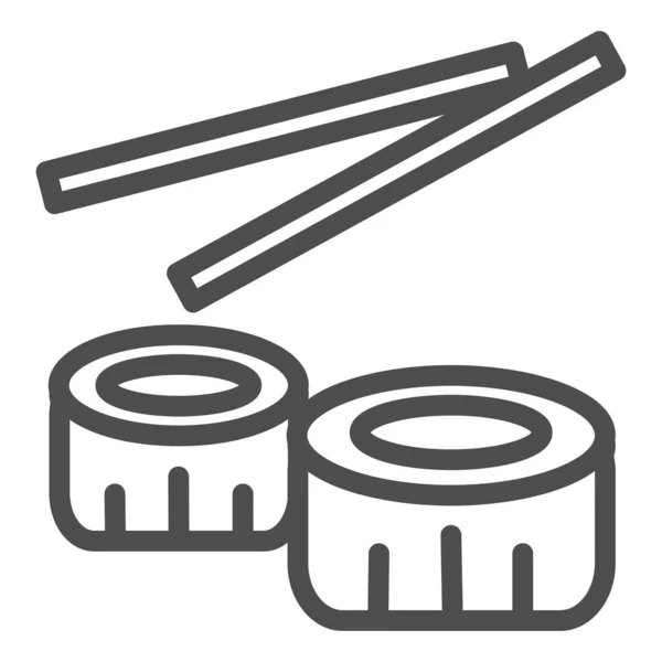 Иконка линии суши. Китайская иллюстрация еды суши изолирована на белом. Суши-роллы с палочками очертания стиля дизайна, предназначенные для веб и приложения. Eps 10 . — стоковый вектор