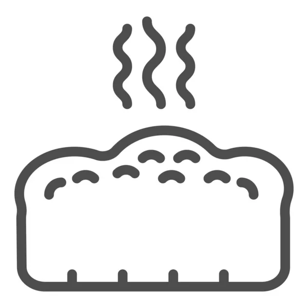 Bröd linjeikon. Het brödlimpa med ångillustration isolerad på vitt. Hot toast bröd bageri logotyp skissera stil design, utformad för webb och app. Eps 10. — Stock vektor