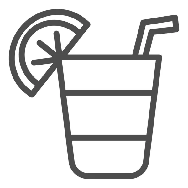 Ícone de linha de coquetel. Copo de coquetel com ilustração de fatia de limão isolado em branco. Álcool Cocktail bebida design estilo esboço, projetado para web e app. Eps 10 . — Vetor de Stock