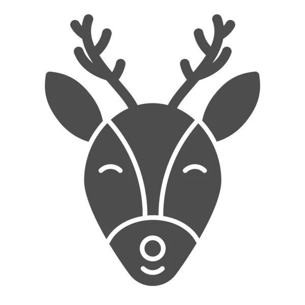 Moose with horns solid icon. Christmas deer head glyph style pictogram on white background. Winter holidays signs for mobile concept and web design. Vector graphics. — Stock Vector