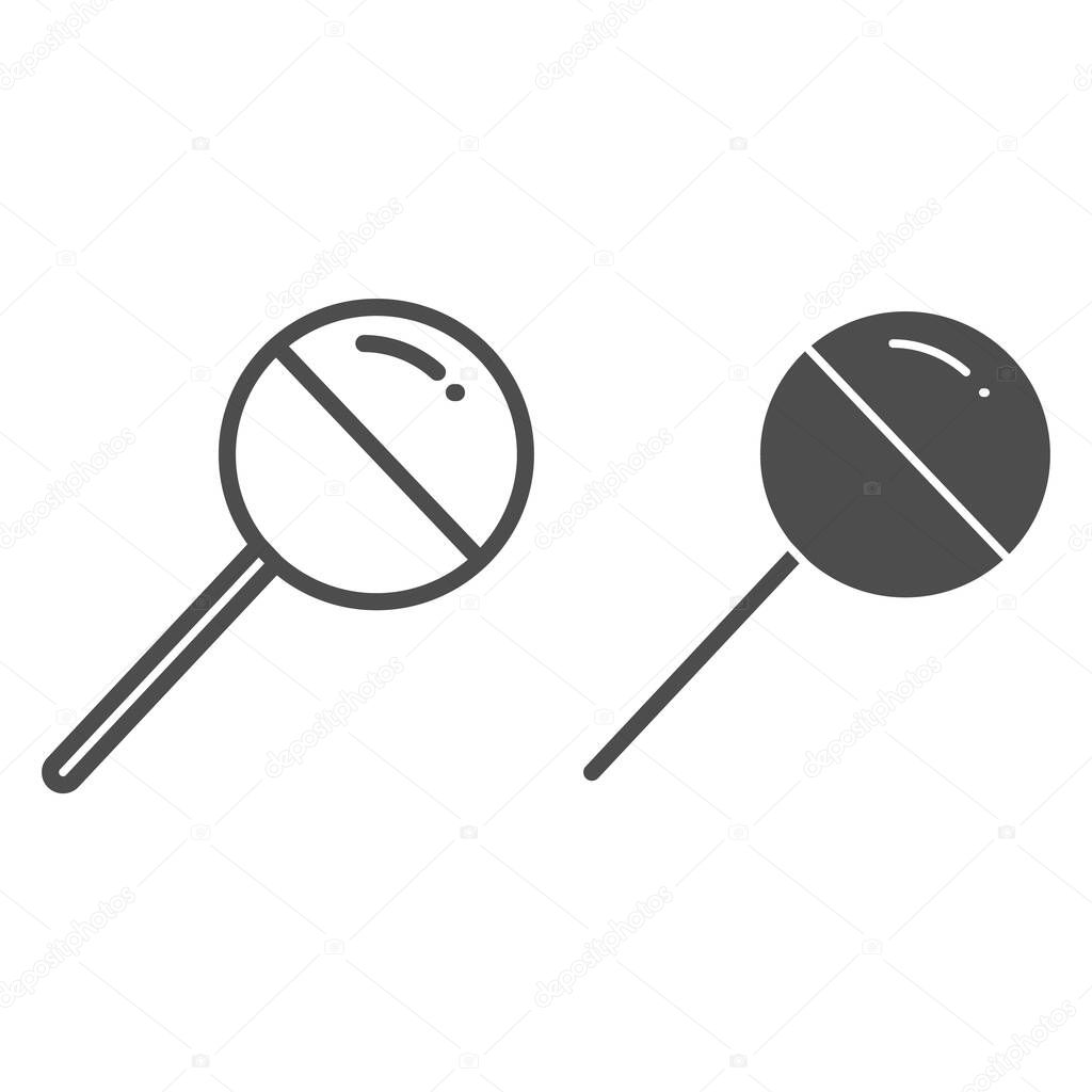 Chupa Chups line and solid icon. Sweet round lollipop illustration isolated on white. Chupa Chups yummy candy lollipop for kids outline style design, designed for web and app. Eps 10.
