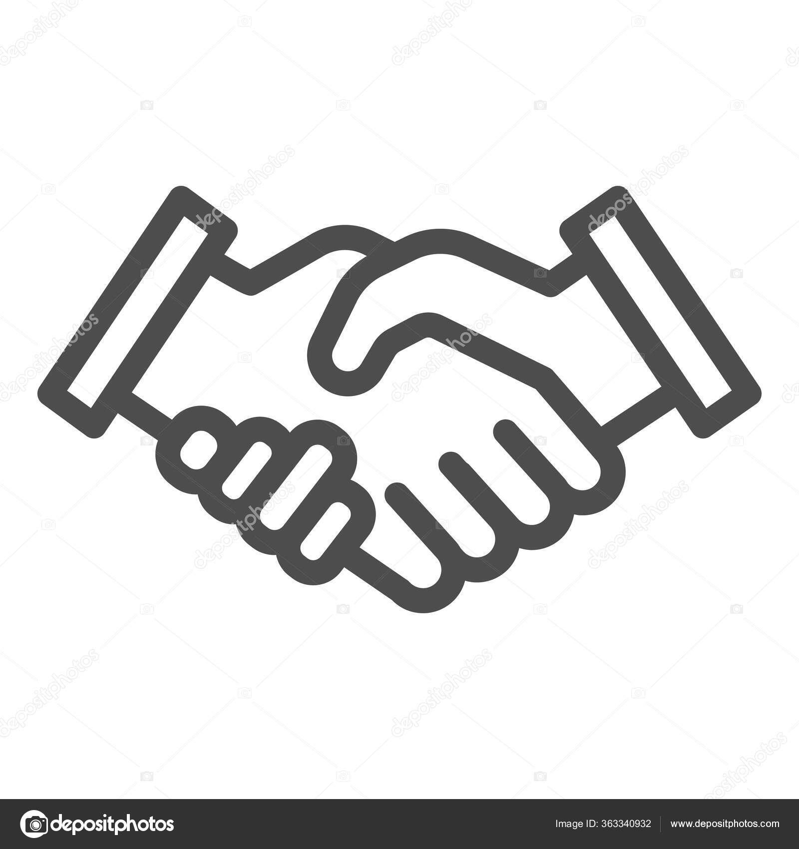 Handshake gesture linear icon. Thin line illustration. Shaking