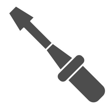 Tornavida sert simgesi. Debriyaj tamir aracı, teknik servis ekipmanı sembolü, beyaz arka planda glifli resim. Mobil konsept için inşaat tabelası, web tasarımı. Vektör grafikleri.