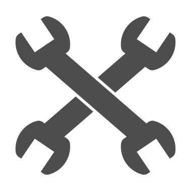 Katı simgeyi kilitler. İki çapraz kulp aracı, teknik veya onarım öğesi sembolü, beyaz arkaplanda kabartma biçiminde resim. Mobil konsept için inşaat tabelası, web tasarımı. Vektör grafikleri.