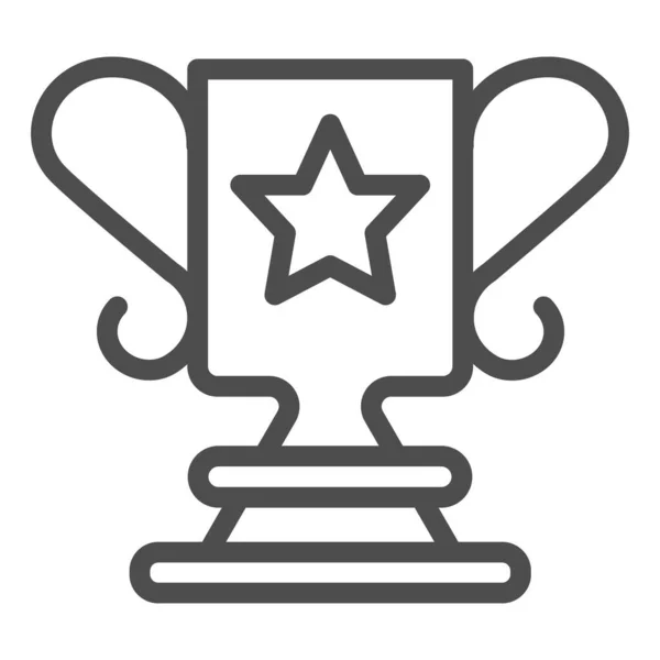 Copa con icono de línea de forma de estrella. Premio de la victoria del equipo o el símbolo del premio de la competencia, delinear pictograma estilo sobre fondo blanco. Signo de trabajo en equipo para concepto móvil y diseño web. Gráficos vectoriales . — Archivo Imágenes Vectoriales