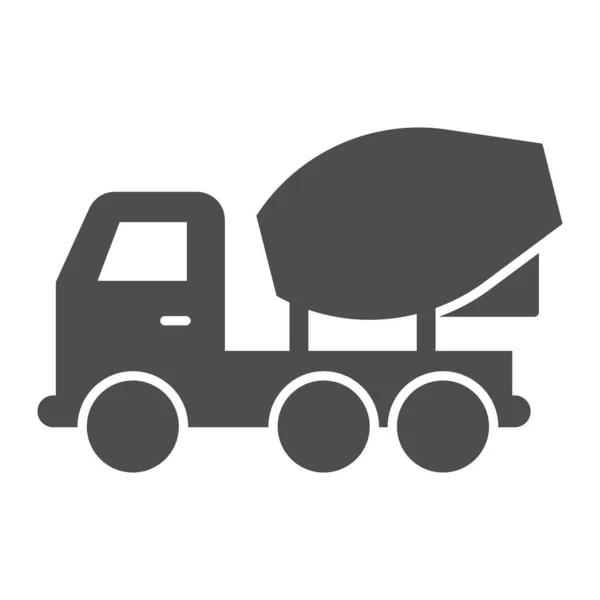 Concrete mixer camion icona solida. Macchina pesante, simbolo del veicolo miscelatore di cemento, pittogramma in stile glifo su sfondo bianco. Segno di trasporto per il concetto mobile, web design. Grafica vettoriale . — Vettoriale Stock