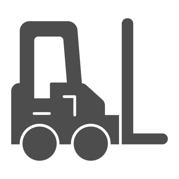 Lastare fordon solid ikon. truck bil och staplare, frakt leverans symbol, glyf stil piktogram på vit bakgrund. Transportskylt för mobilt koncept eller webbdesign. Vektorgrafik. — Stock vektor
