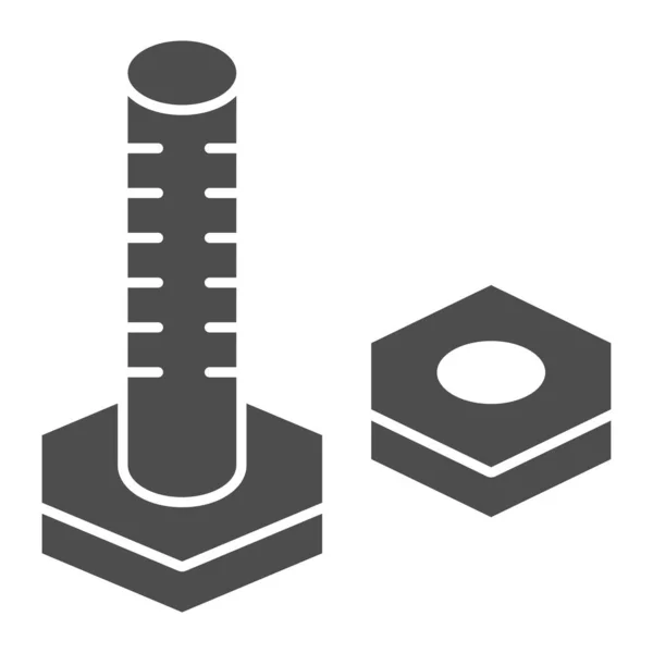 문구 성 고체 아이콘을 재생합니다. 구조적 볼트와 xnut 심볼로 나사를 치는 것은 하얀색 배경에 글 리프 스타일의 픽 토 그램이다. 웹 디자인 과 모바일 컨셉을 위한 건축 표지판. 벡터 그래픽. — 스톡 벡터