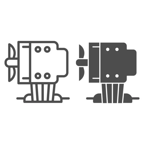CPU cooling tower line and solid icon. Computer air cooler, fan or ventilator symbol, outline style pictogram on white background. Benchmarking sign for mobile concept and web design. Vector graphics. — Stock Vector