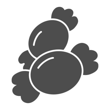 Şeker gibi sağlam bir ikon. Beyaza izole edilmiş iki tatlı illüstrasyon. Lezzetli karamel tatlılar kabartma tasarımı, web ve uygulama için tasarlandı. Eps 10.