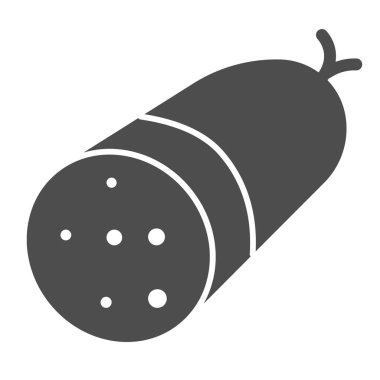 Sosis katı bir ikon. Beyaz üzerine izole edilmiş salam sosisi illüstrasyonu. Et yarı sosisli pastırma kabartma tasarımı, ağ ve uygulama için tasarlanmış. Eps 10.