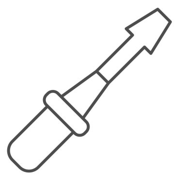 Tornavida ince çizgi simgesi. Debriyaj tamir aracı, teknik servis ekipmanı sembolü, beyaz arka planda ana hatlı resim. Mobil konsept için inşaat tabelası, web tasarımı. Vektör grafikleri.