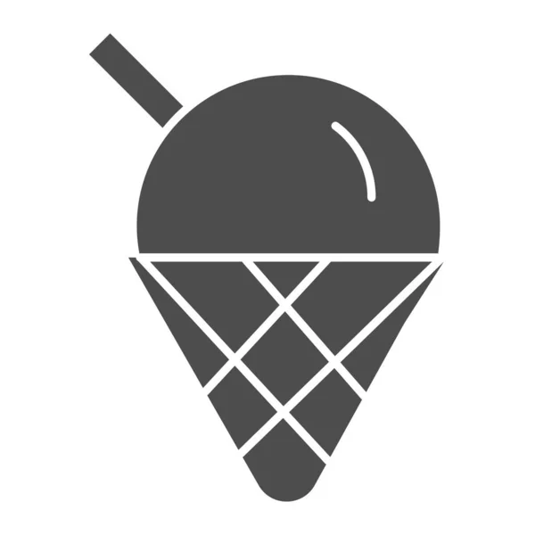 Ícone sólido de sorvete. Ilustração de sobremesa de cone de sorvete bonito isolado em branco. Design de estilo glifo de logotipo de sorvete, projetado para web e aplicativo. Eps 10 . — Vetor de Stock