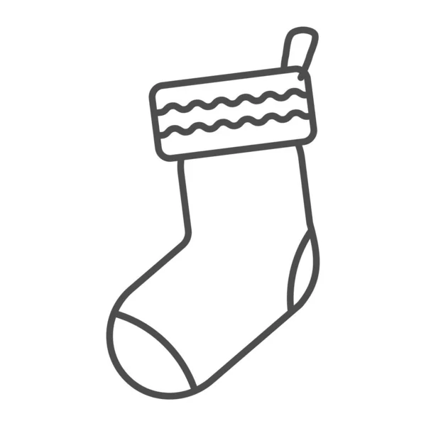 Gift socks thin line icon. Christmas holiday stocking for presents outline style pictogram on white background. Decorative xmas sock for mobile concept and web design. Vector graphics. — Stock Vector