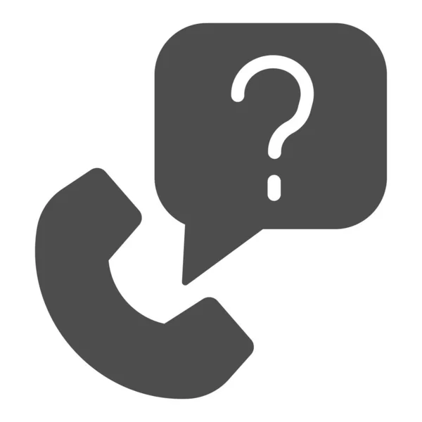 Telefone e pergunta ícone de diálogo sólido. Pergunte por telefone para obter ajuda ou símbolo de informação, pictograma estilo glifo no fundo branco. Signo de trabalho em equipe para conceito móvel, web design. Gráficos vetoriais . — Vetor de Stock