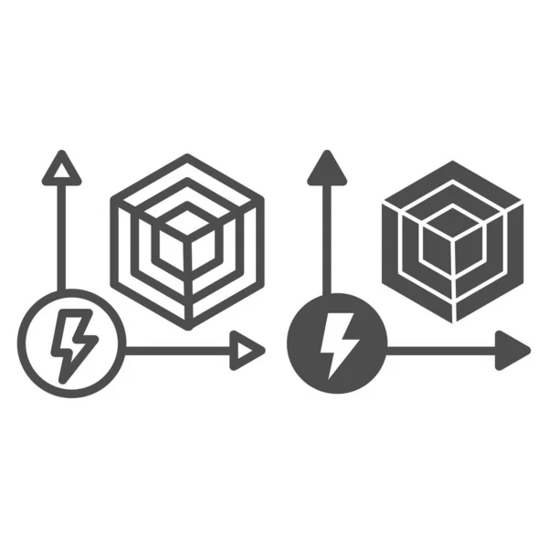 Linha de gráfico de desempenho de energia e ícone sólido. Gráfico de energia, hexágono em símbolo de coordenadas, esboço pictograma estilo no fundo branco. sinal de Benchmarking para o conceito móvel, web design. Gráficos vetoriais . —  Vetores de Stock