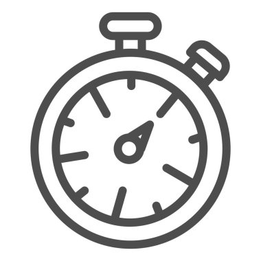 Stopwatch çizgisi simgesi. Zamanlayıcı illüstrasyonu beyazda izole edildi. Spor saati kronometre tasarımı, web ve uygulama için tasarlandı. Eps 10.