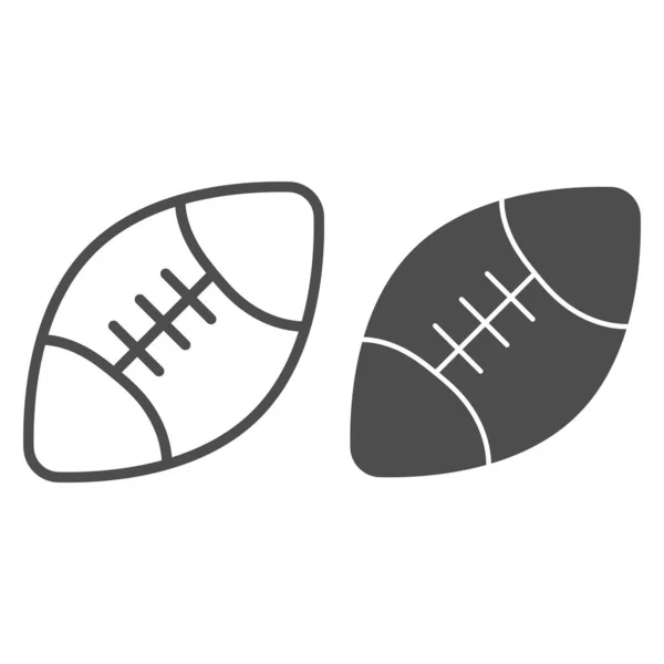 Rugby-Ball-Linie und solides Symbol. Sportgeräte für Rugby Illustration isoliert auf weiß. American Football Ball skizziert Stil-Design, entworfen für Web und App. Eps 10. — Stockvektor